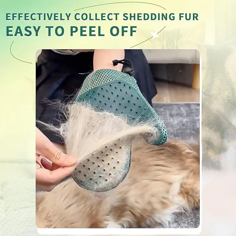 2-in-1 Pet Hair Removal Gloves – Silicone Massage Brush for Cats & Dogs