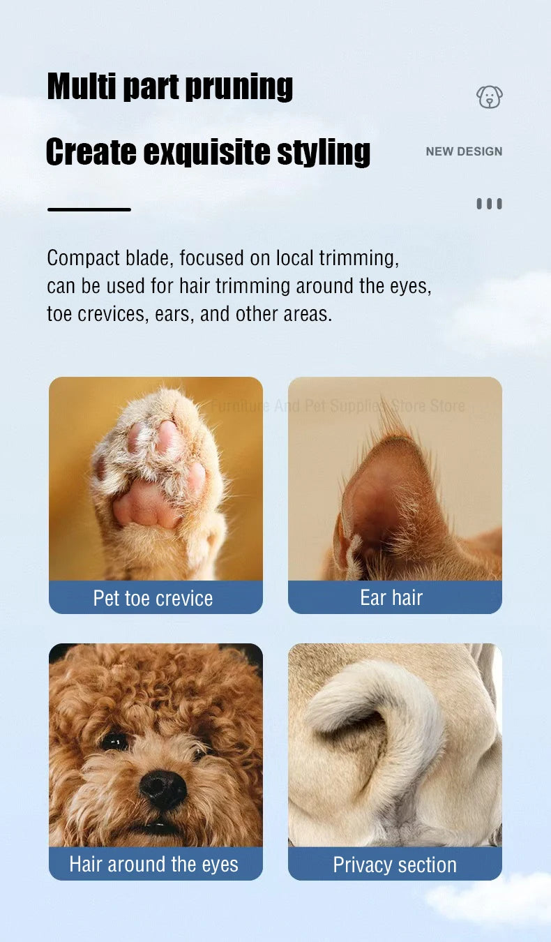 LED Dog Paw Trimmer – Waterproof Pet Hair Clippers with 18mm Blade