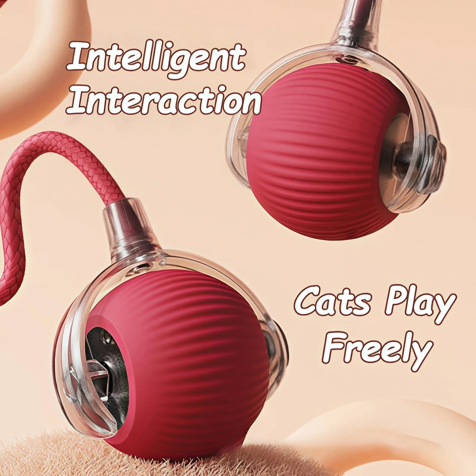 Interactive Rolling Ball Toy – Smart Rechargeable Pet Toy for Cats & Dogs