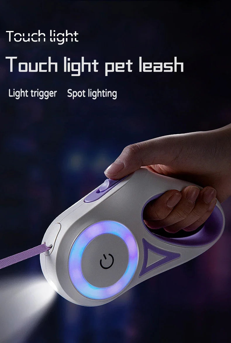LED Retractable Dog Leash with Light – 3m/5m for Small to Large Pets