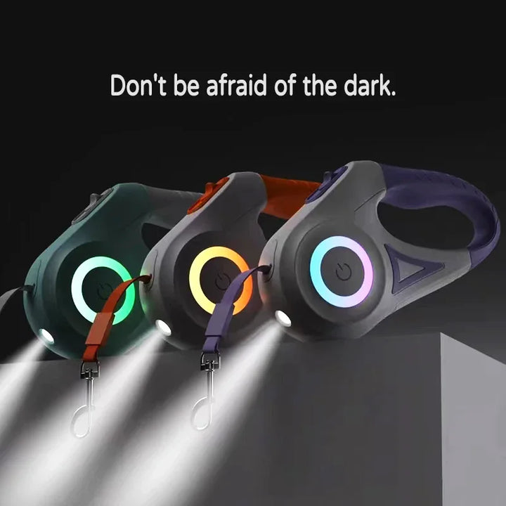 LED Retractable Dog Leash with Light – 3m/5m for Small to Large Pets