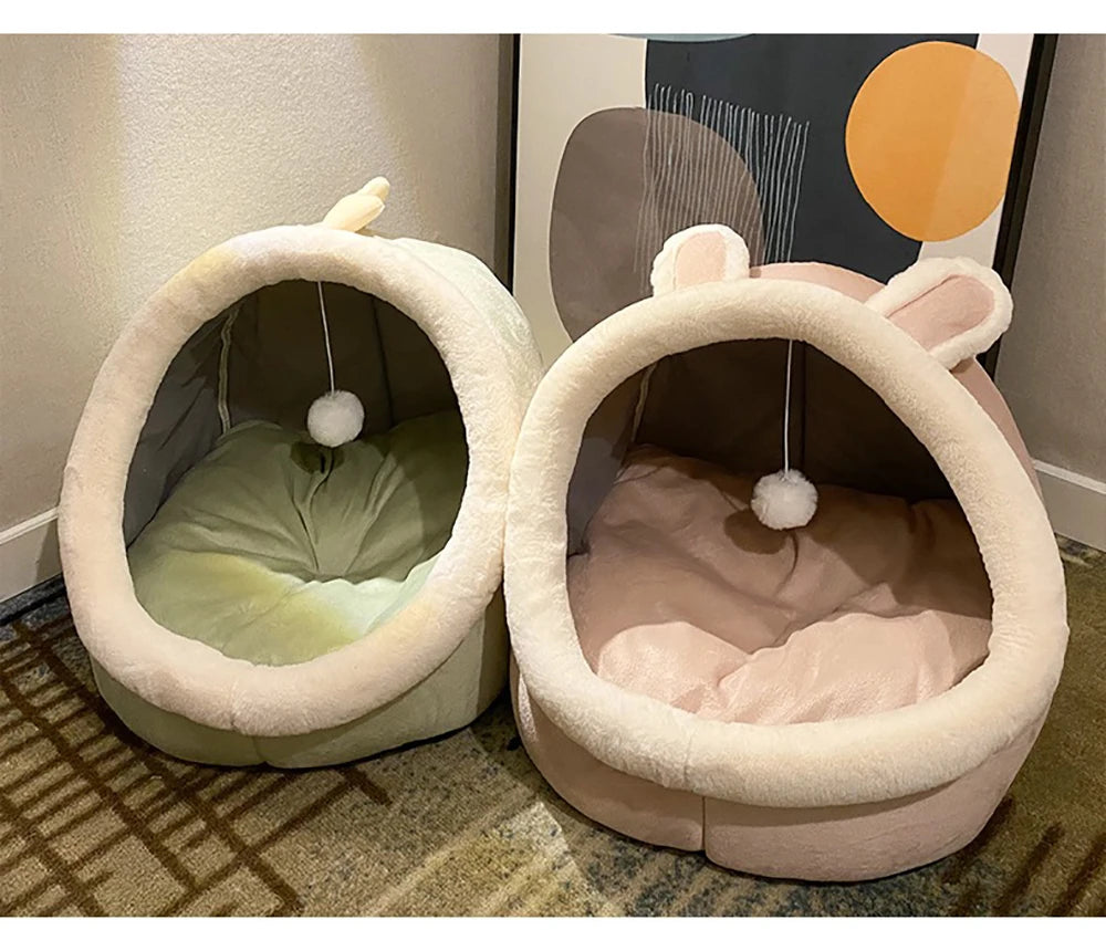 Deep Sleep Cartoon Pet Bed – Foldable Washable Cat & Small Dog Mat