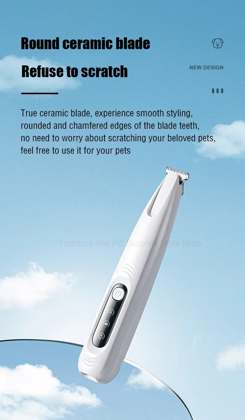 LED Dog Paw Trimmer – Waterproof Pet Hair Clippers with 18mm Blade