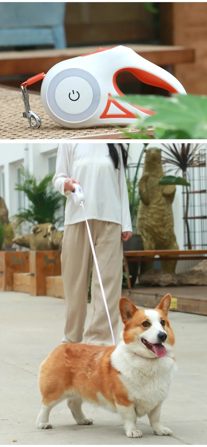 LED Retractable Dog Leash with Light – 3m/5m for Small to Large Pets