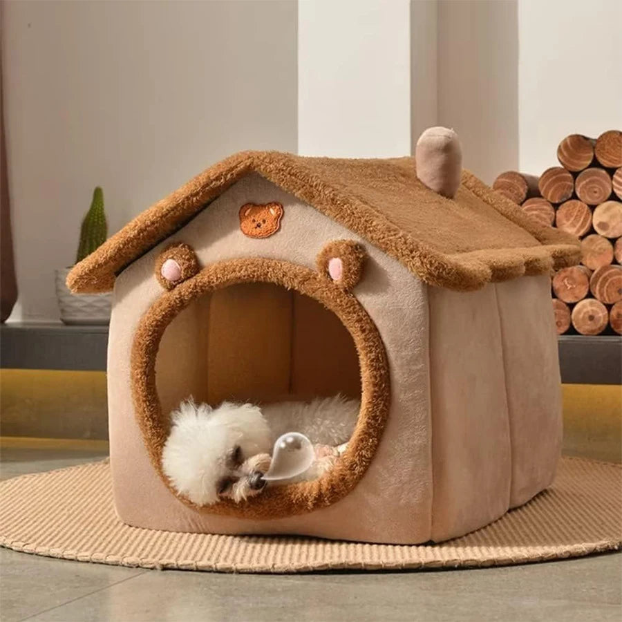 Foldable Pet House – Removable Washable Cat & Puppy Bed