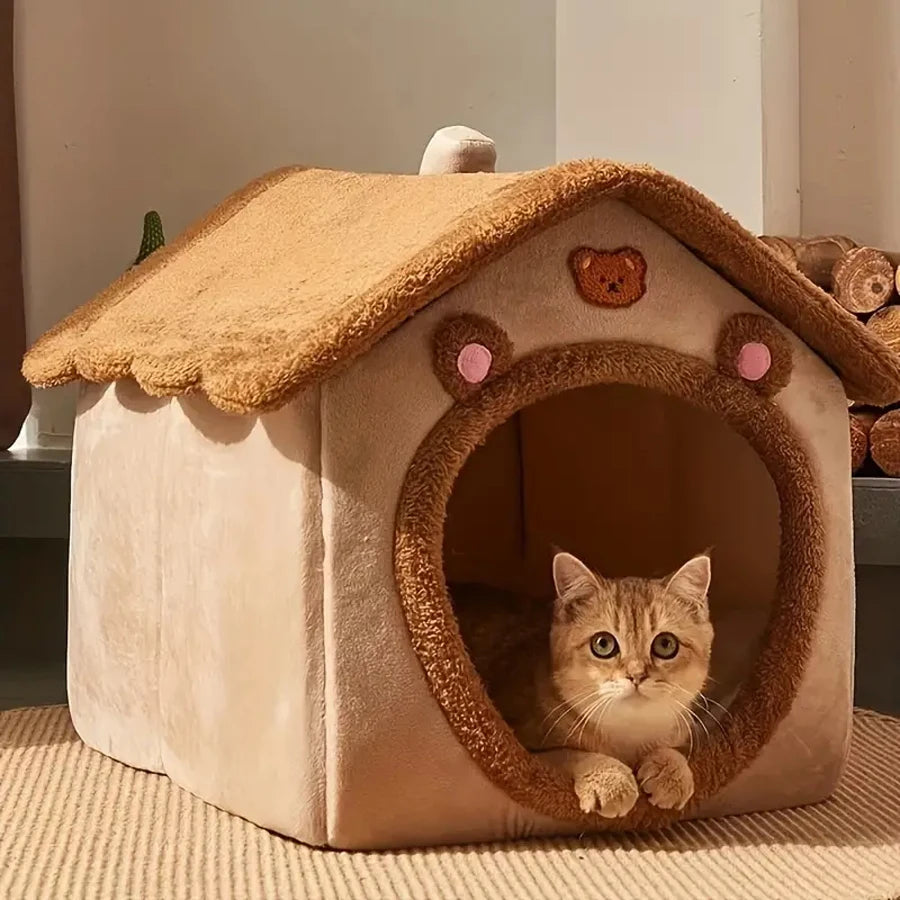 Foldable Pet House – Removable Washable Cat & Puppy Bed