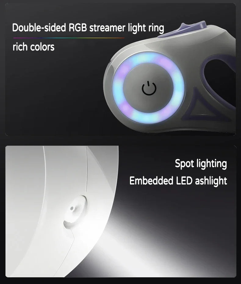 LED Retractable Dog Leash with Light – 3m/5m for Small to Large Pets