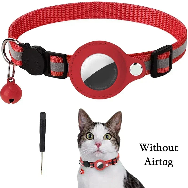 Anti-Lost Cat Collar – Airtag GPS Case with Bell & Reflective Design