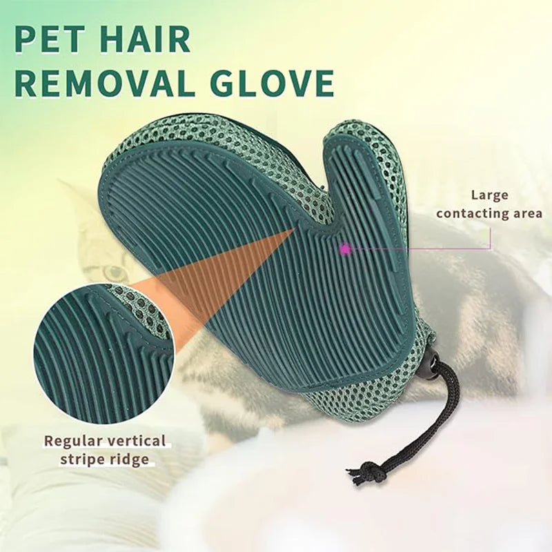 2-in-1 Pet Hair Removal Gloves – Silicone Massage Brush for Cats & Dogs
