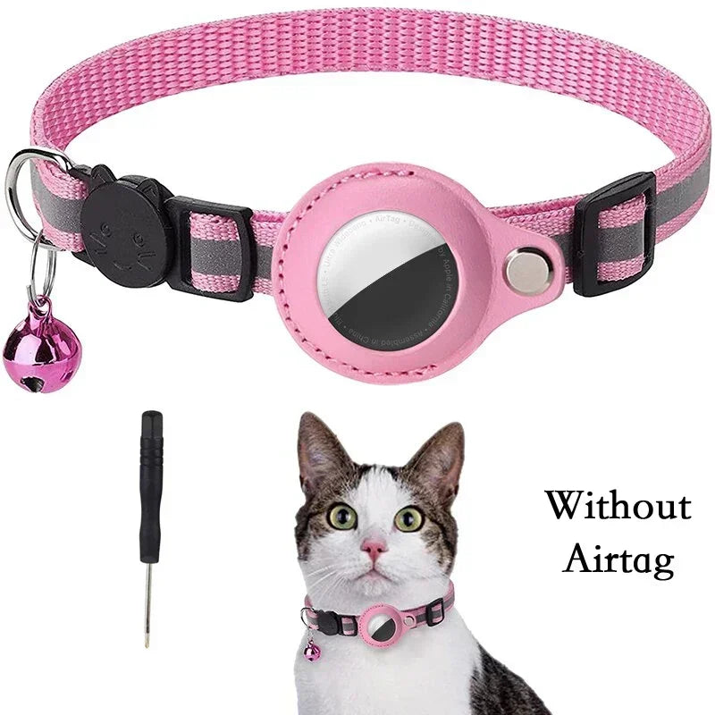 Anti-Lost Cat Collar – Airtag GPS Case with Bell & Reflective Design
