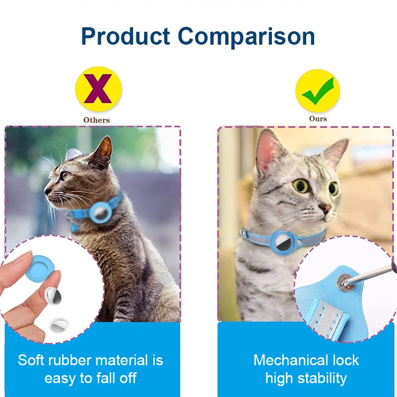 Anti-Lost Cat Collar – Airtag GPS Case with Bell & Reflective Design