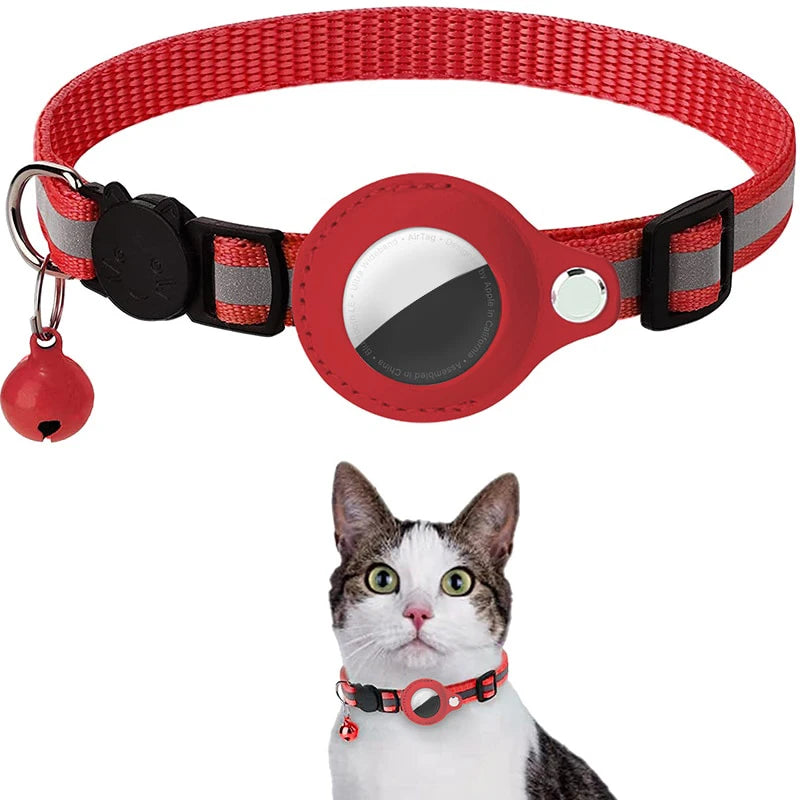 Anti-Lost Cat Collar – Airtag GPS Case with Bell & Reflective Design