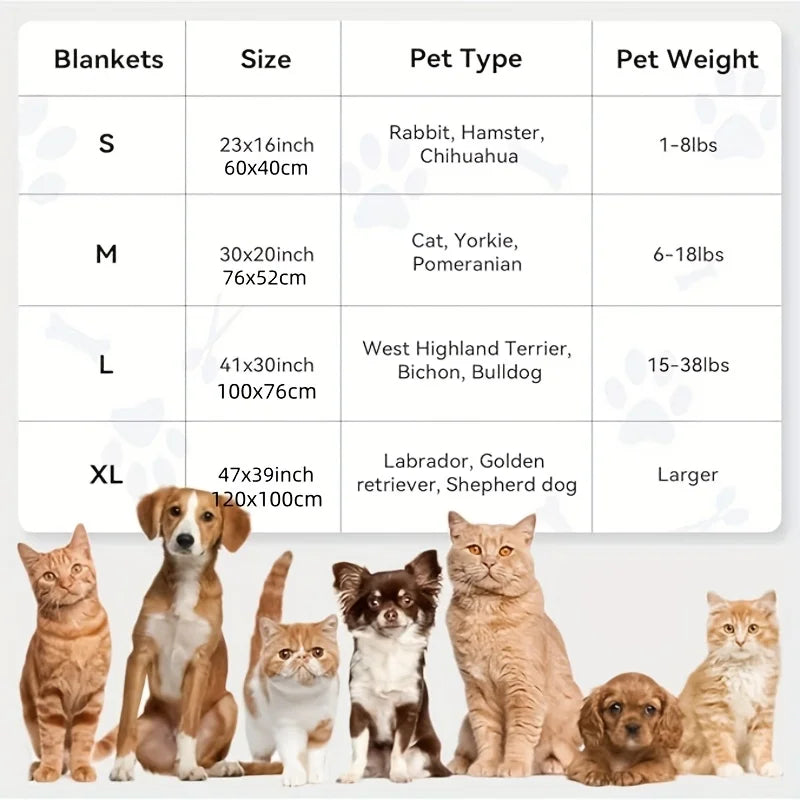 Flannel Pet Blanket – Paw Print Mat for Cats & Dogs