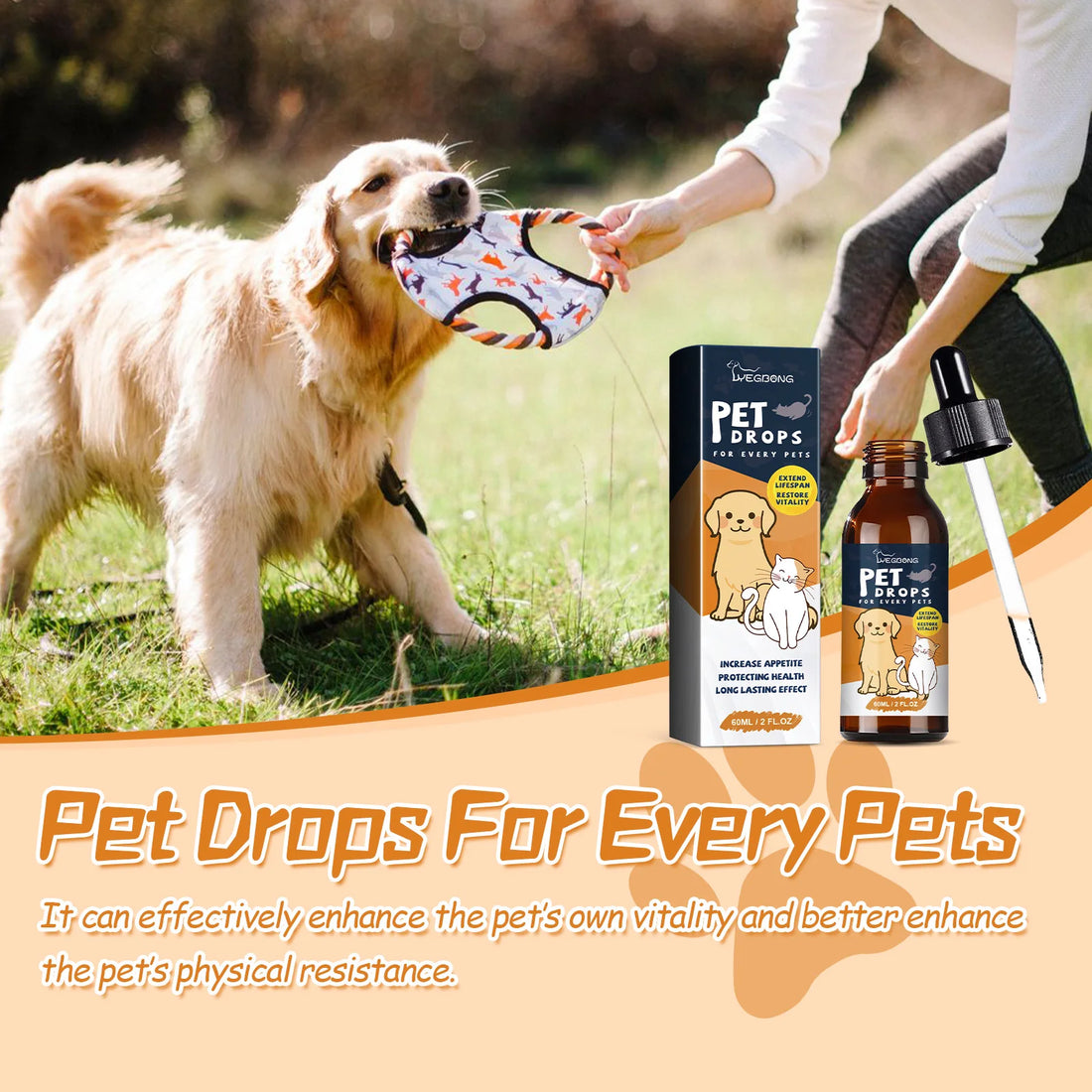 YEGBONG Pet Vitality Drops – Multivitamin Supplement for Cats & Dogs