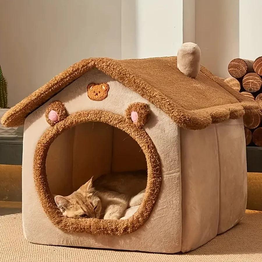 Foldable Pet House – Removable Washable Cat & Puppy Bed