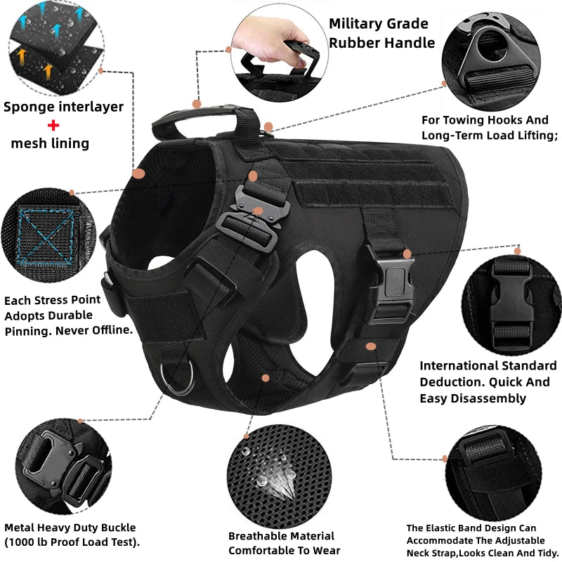 Tactical Military Dog Vest & Leash Set