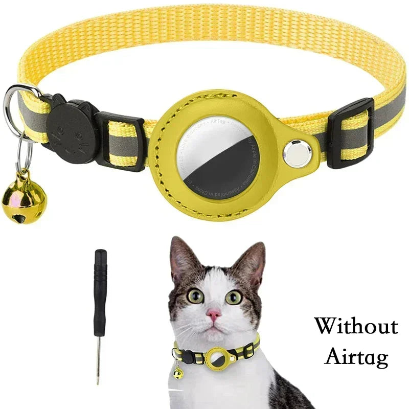 Anti-Lost Cat Collar – Airtag GPS Case with Bell & Reflective Design