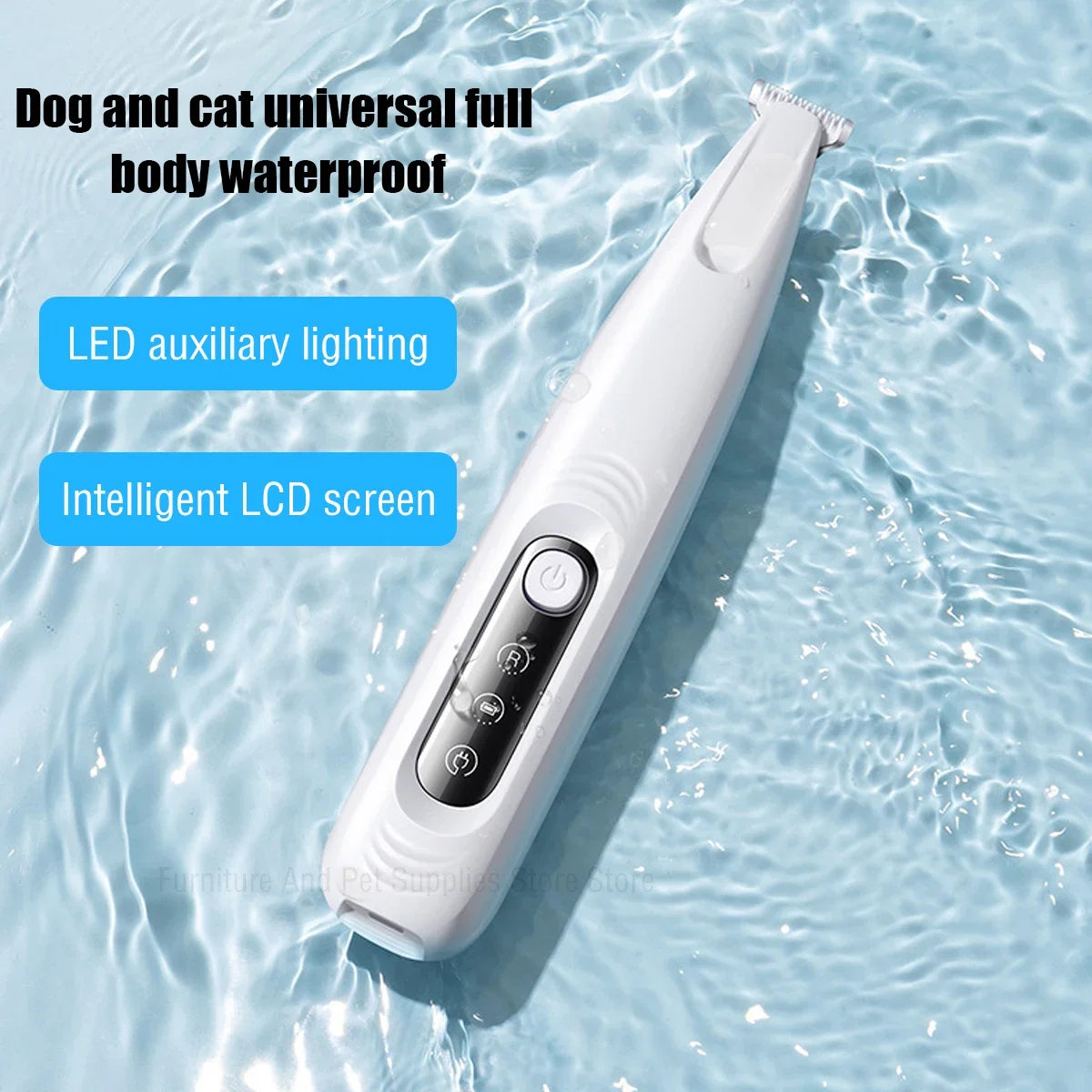LED Dog Paw Trimmer – Waterproof Pet Hair Clippers with 18mm Blade