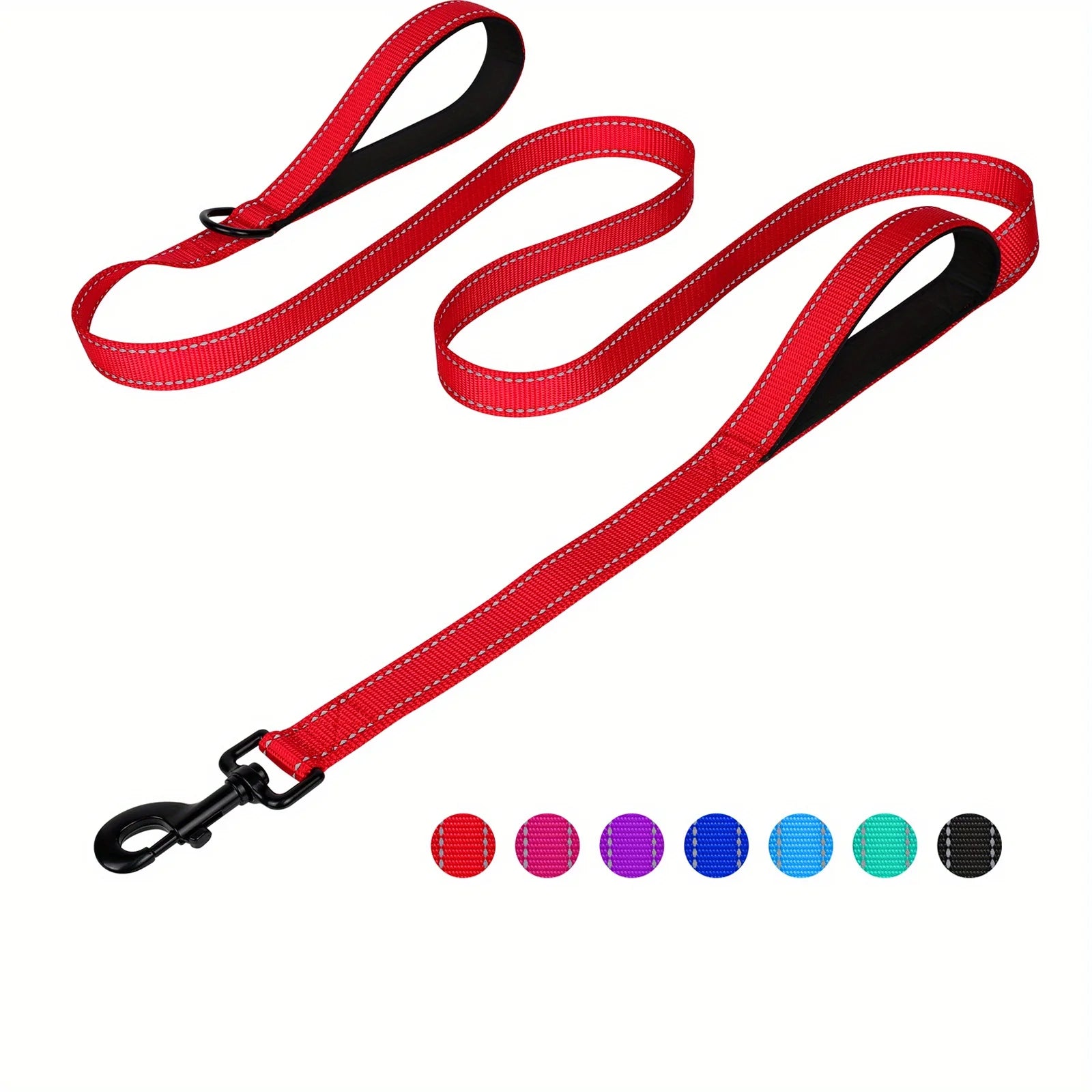 Double Handle Reflective Dog Leash – Heavy Duty, Night Safety