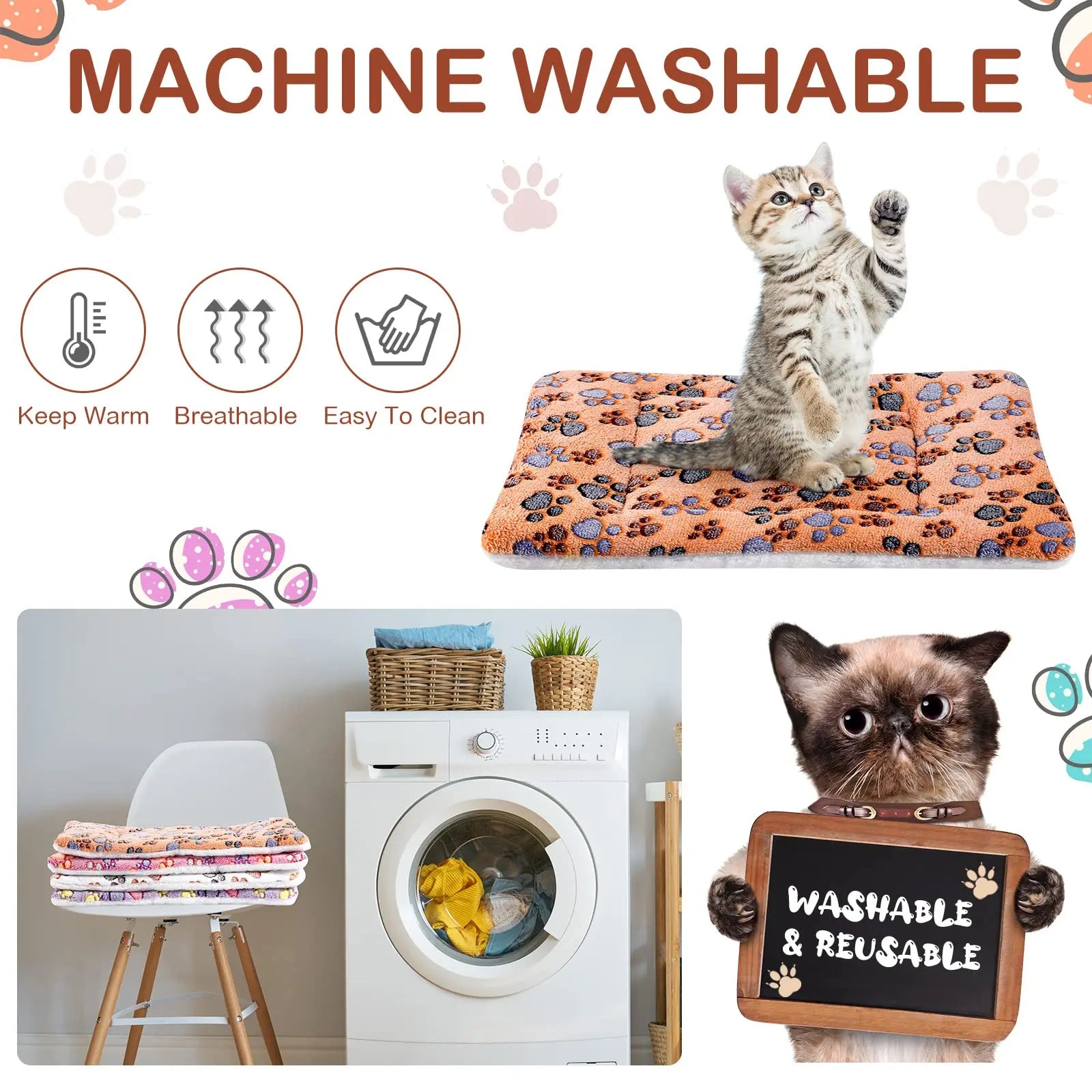 Pet Sleeping Mat – Washable Dog & Cat Bed Cushion