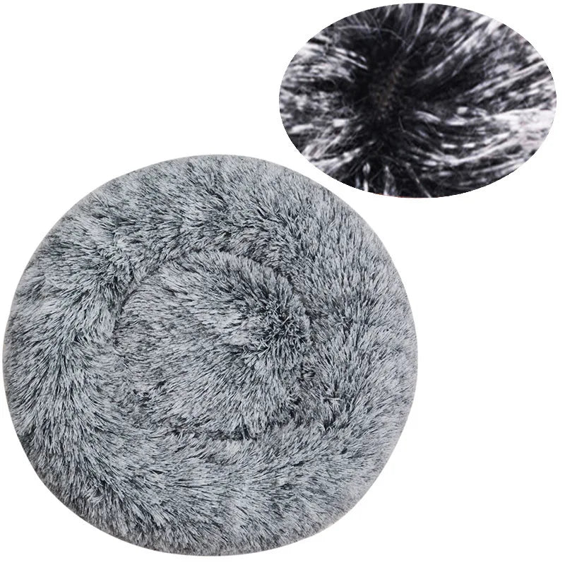 Round Plush Pet Bed – Winter Warm Dog & Cat Sofa