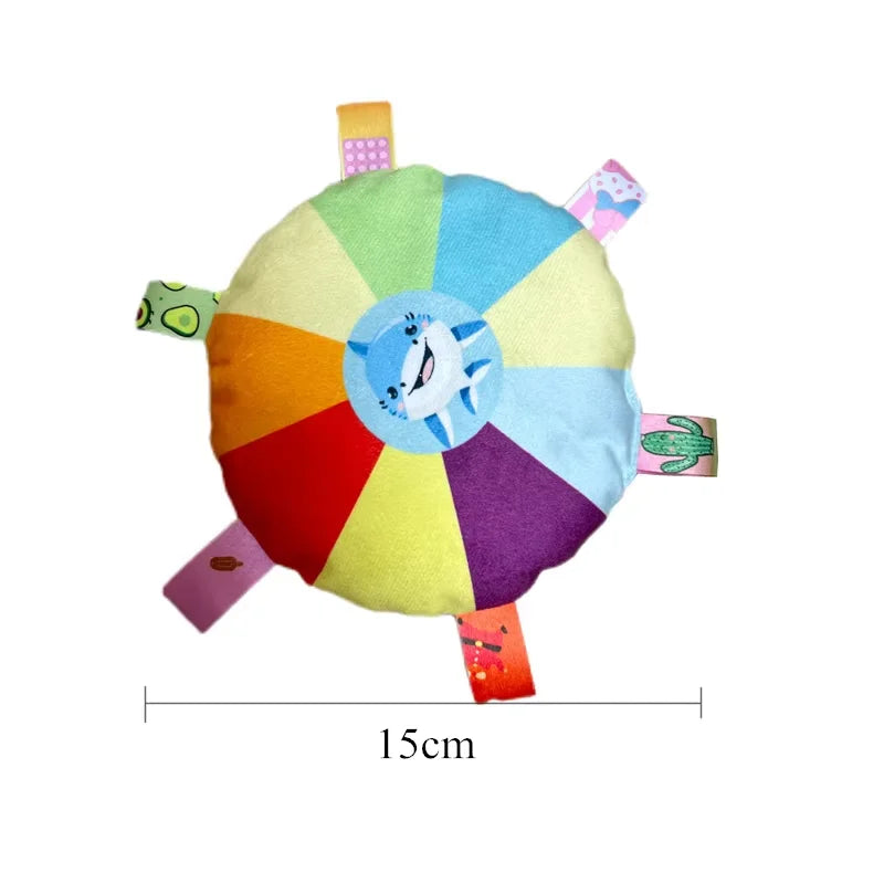 Rainbow Plush Flying Saucer Dog Toy – Interactive Chew & Bell Toy