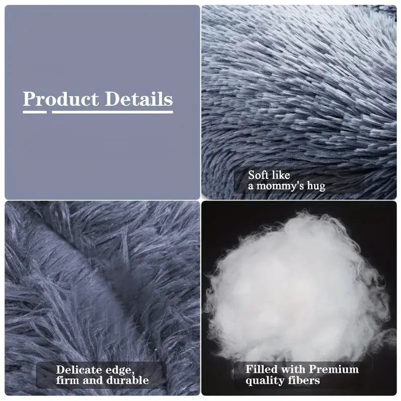 Round Plush Pet Bed – Winter Warm Dog & Cat Sofa