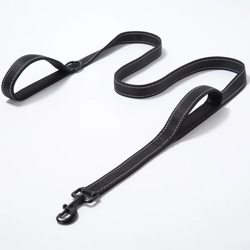Double Handle Reflective Dog Leash – Heavy Duty, Night Safety