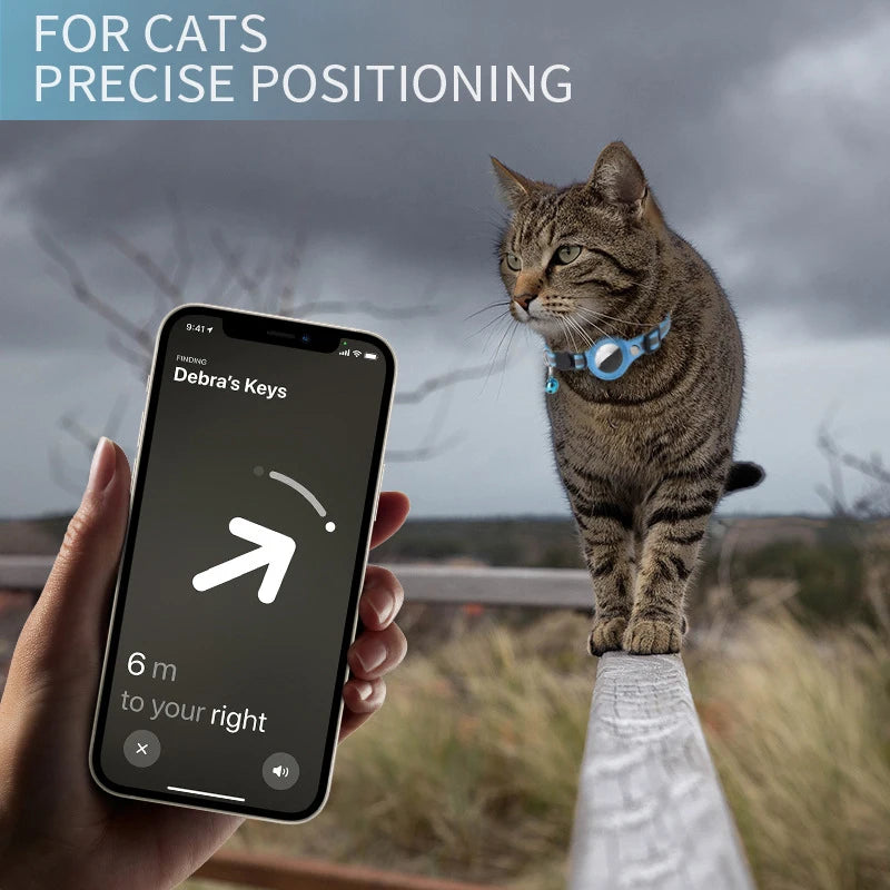 Anti-Lost Cat Collar – Airtag GPS Case with Bell & Reflective Design