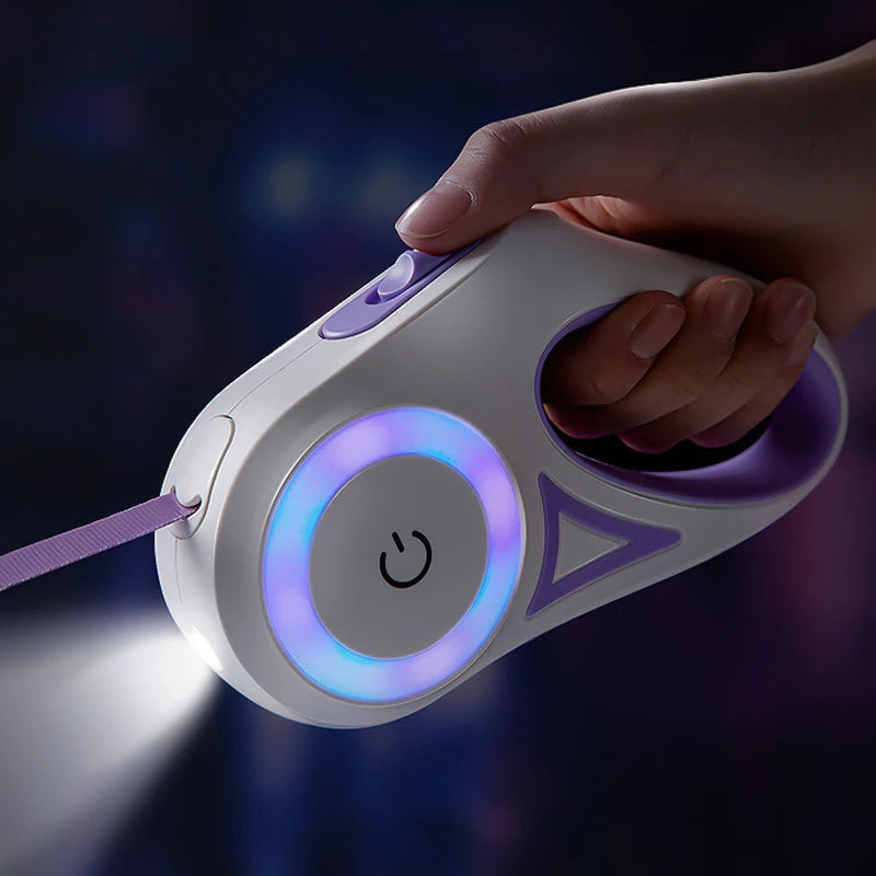 LED Retractable Dog Leash with Light – 3m/5m for Small to Large Pets