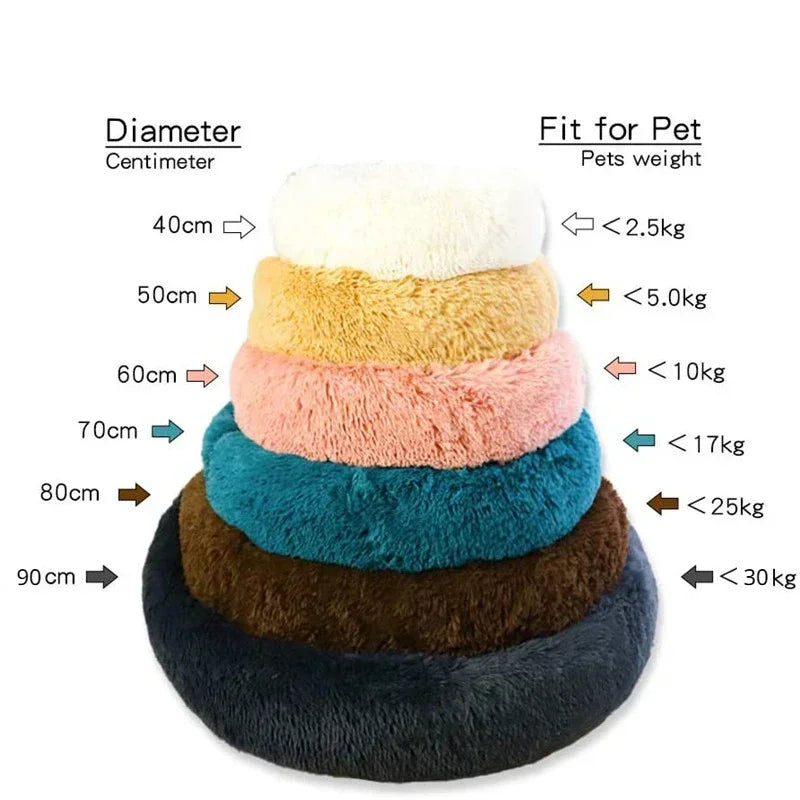 Round Plush Pet Bed – Super Soft Dog & Cat Bed 40–90cm