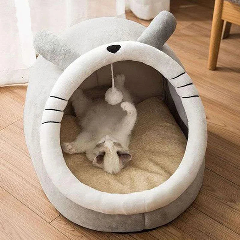 Deep Sleep Cartoon Pet Bed – Foldable Washable Cat & Small Dog Mat