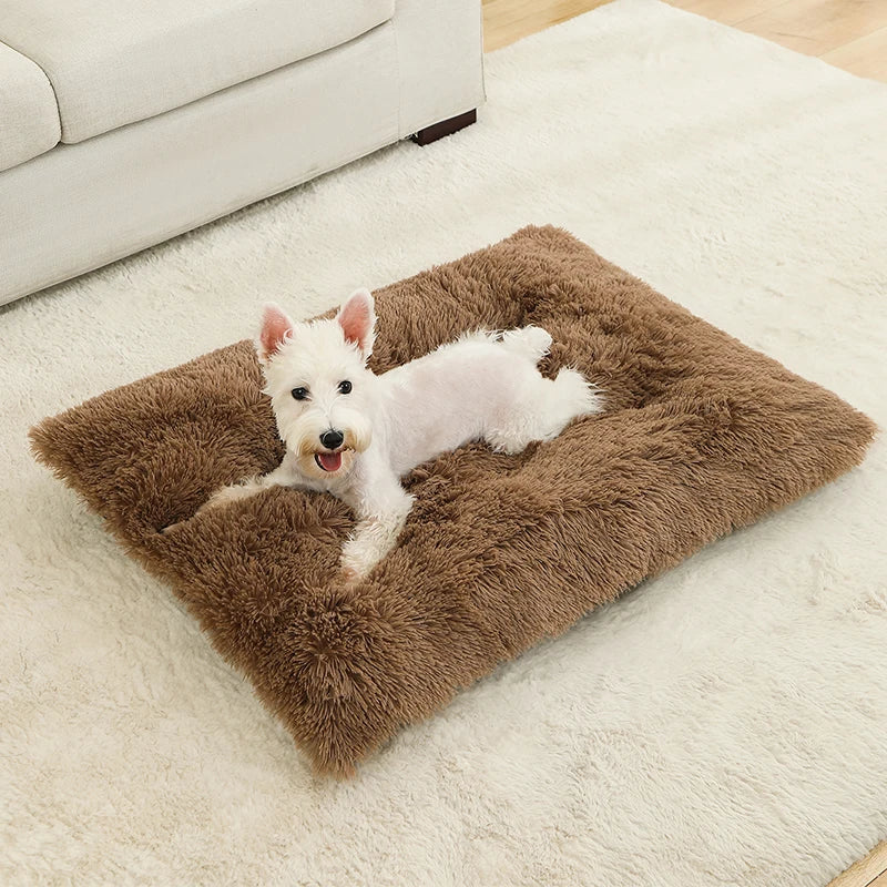 Soft Plush Dog & Cat Bed – Long Basket Cushion for Pets