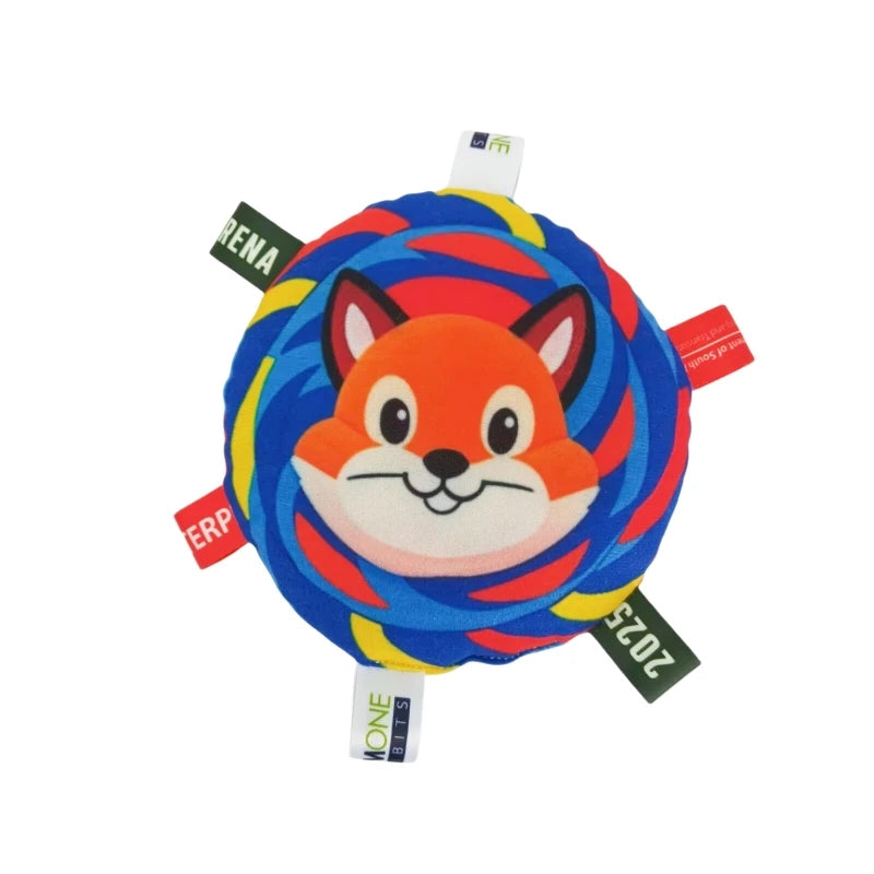 Rainbow Plush Flying Saucer Dog Toy – Interactive Chew & Bell Toy