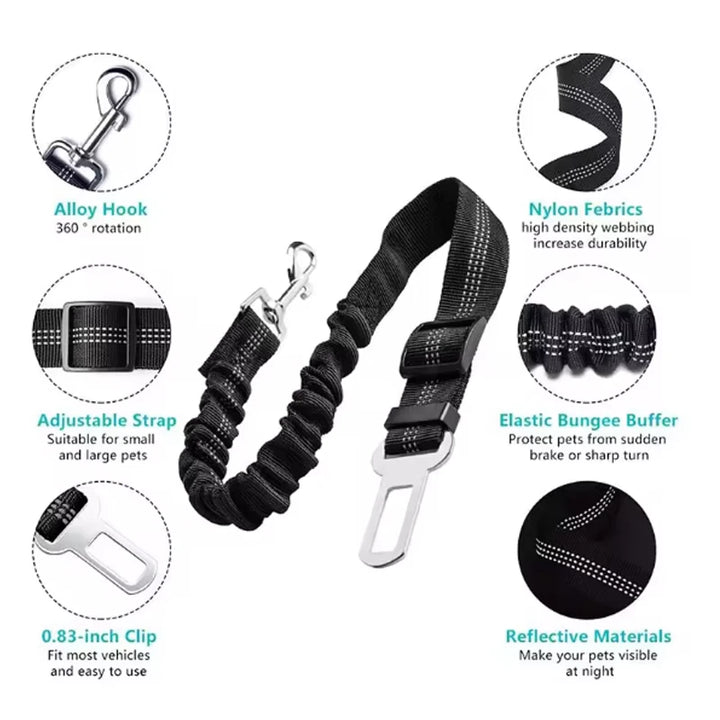 Dog Safety Seat Belt – Elastic Traction Leash for Car