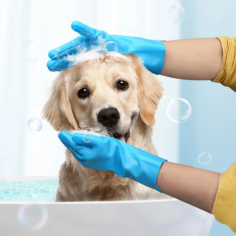 Pet Grooming Glove – Silicone Bath & Hair Removal for Dogs & Cats