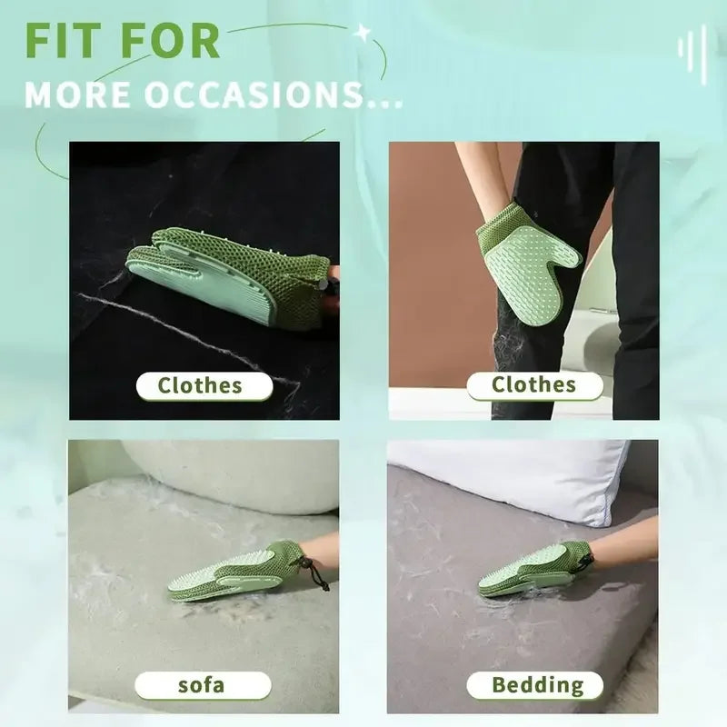 2-in-1 Pet Hair Removal Gloves – Silicone Massage Brush for Cats & Dogs