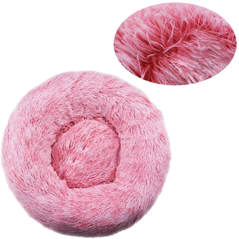 Round Plush Pet Bed – Winter Warm Dog & Cat Sofa