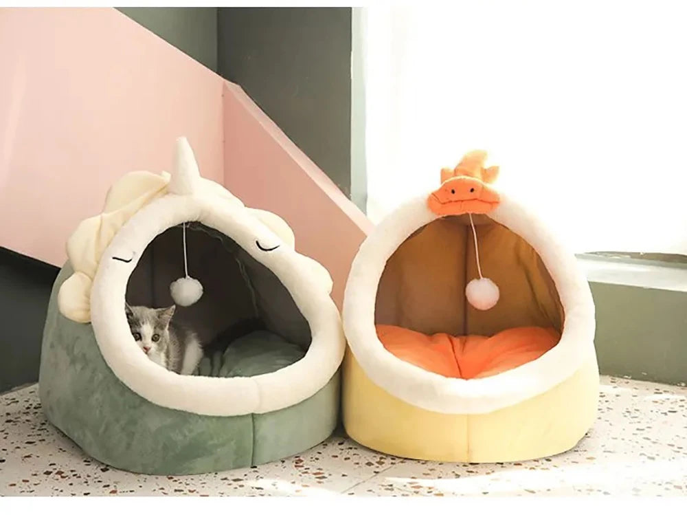 Deep Sleep Cartoon Pet Bed – Foldable Washable Cat & Small Dog Mat