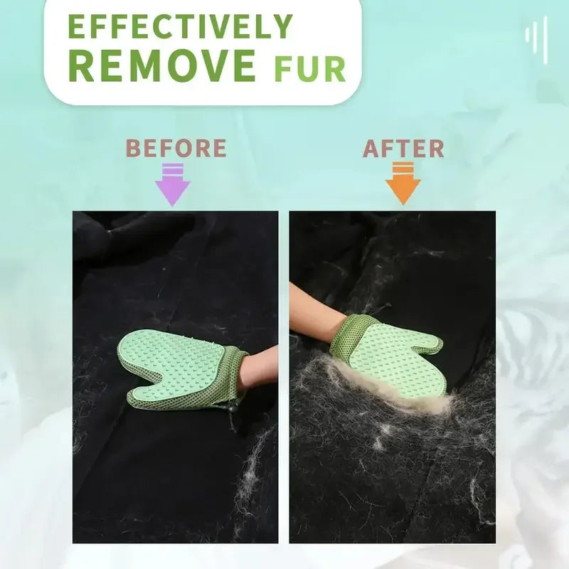 2-in-1 Pet Hair Removal Gloves – Silicone Massage Brush for Cats & Dogs