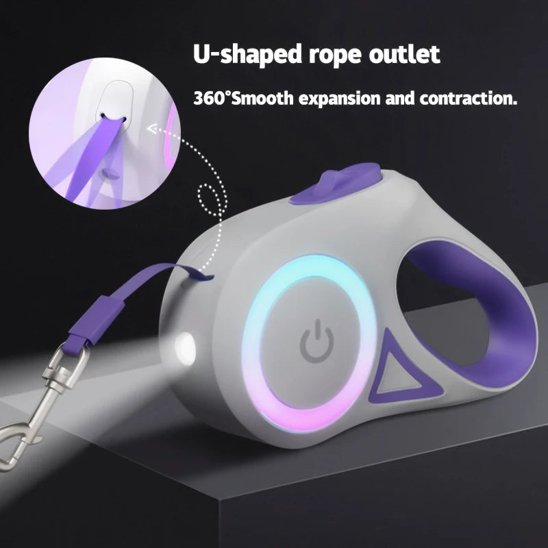 LED Retractable Dog Leash with Light – 3m/5m for Small to Large Pets