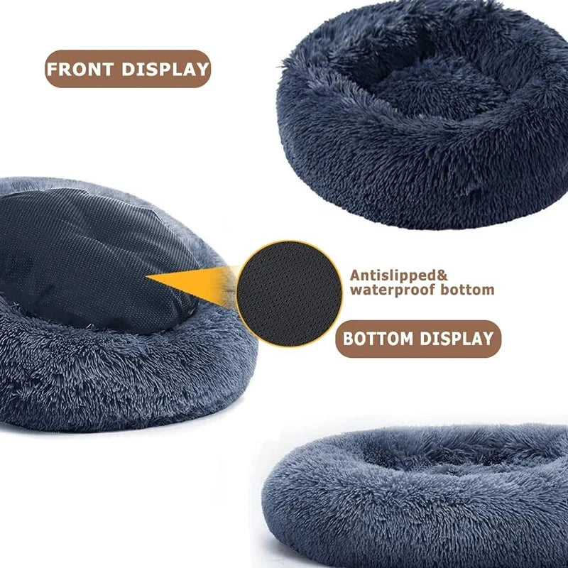 Round Plush Pet Bed – Super Soft Dog & Cat Bed 40–90cm