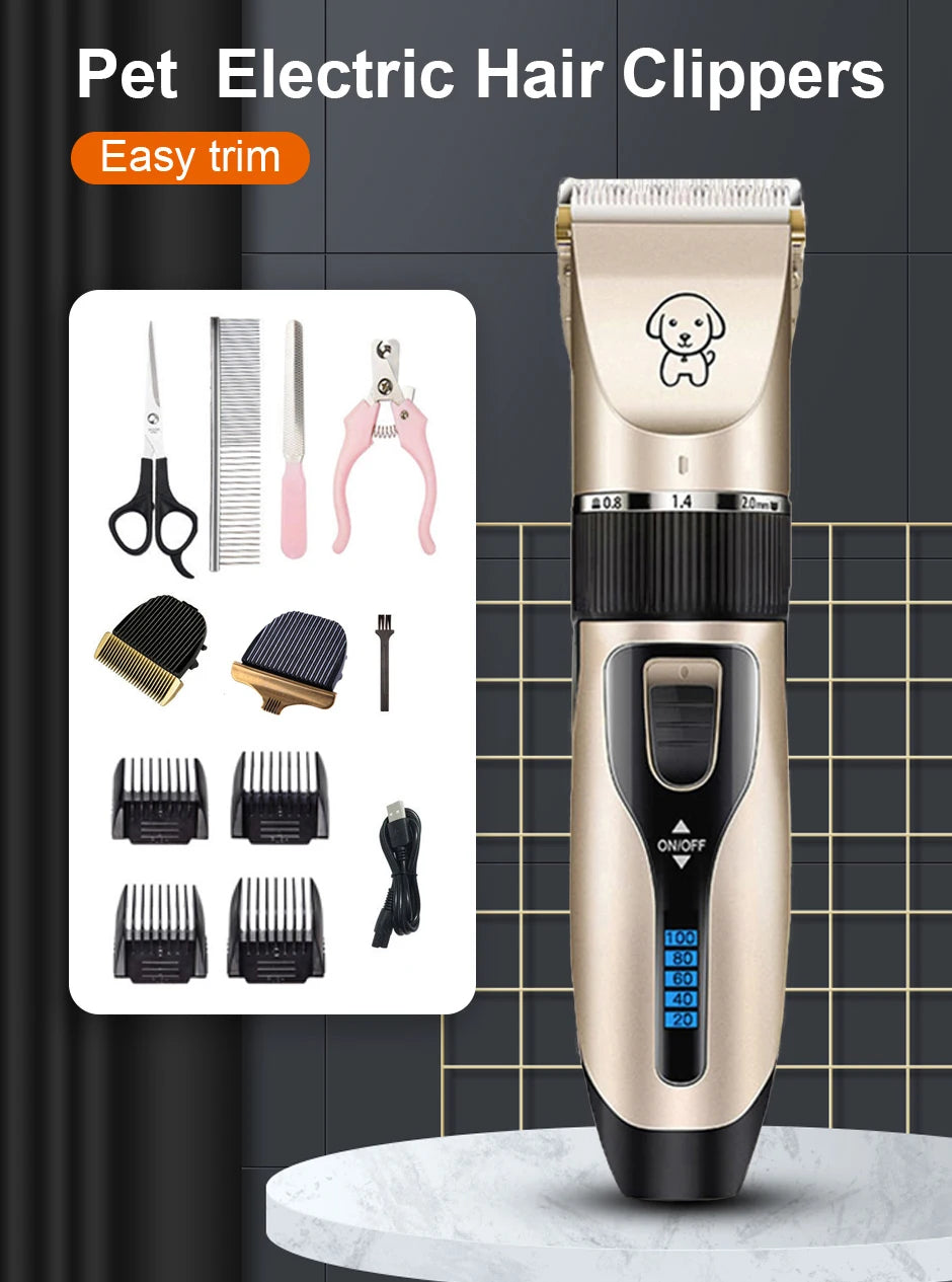 Professional All-Metal Pet Hair Clipper – Rechargeable & Low Noise