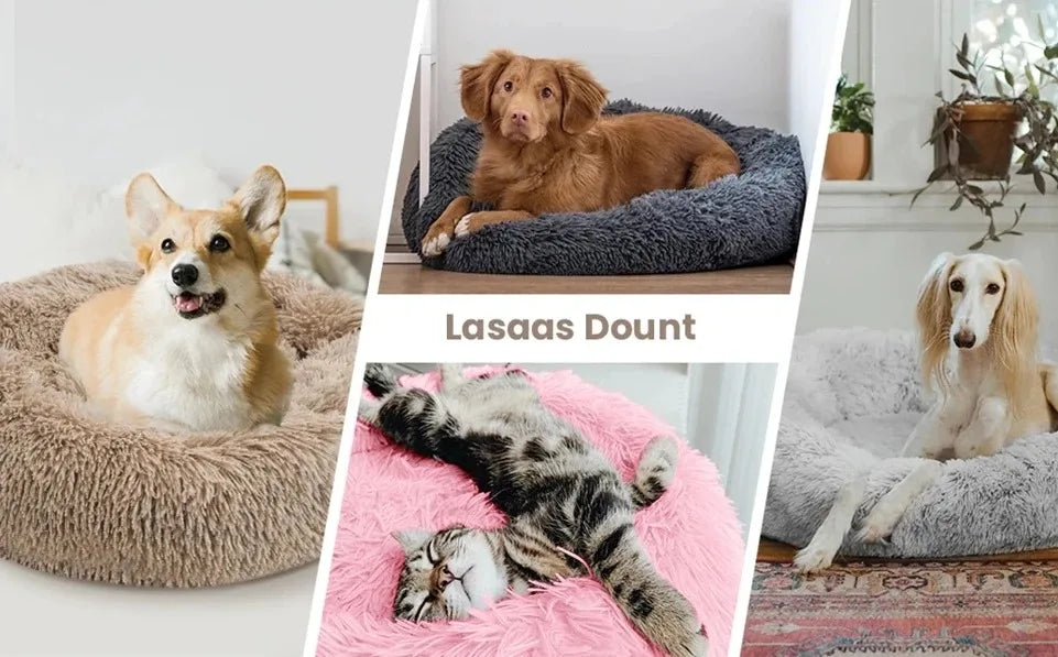 Round Plush Pet Bed – Winter Warm Dog & Cat Sofa
