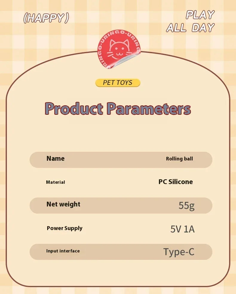 Interactive Rolling Ball Toy – Smart Rechargeable Pet Toy for Cats & Dogs