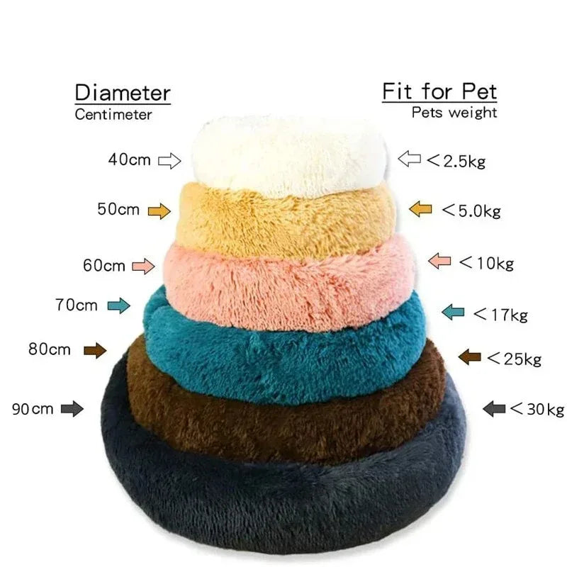 Round Plush Pet Bed – Winter Warm Dog & Cat Sofa