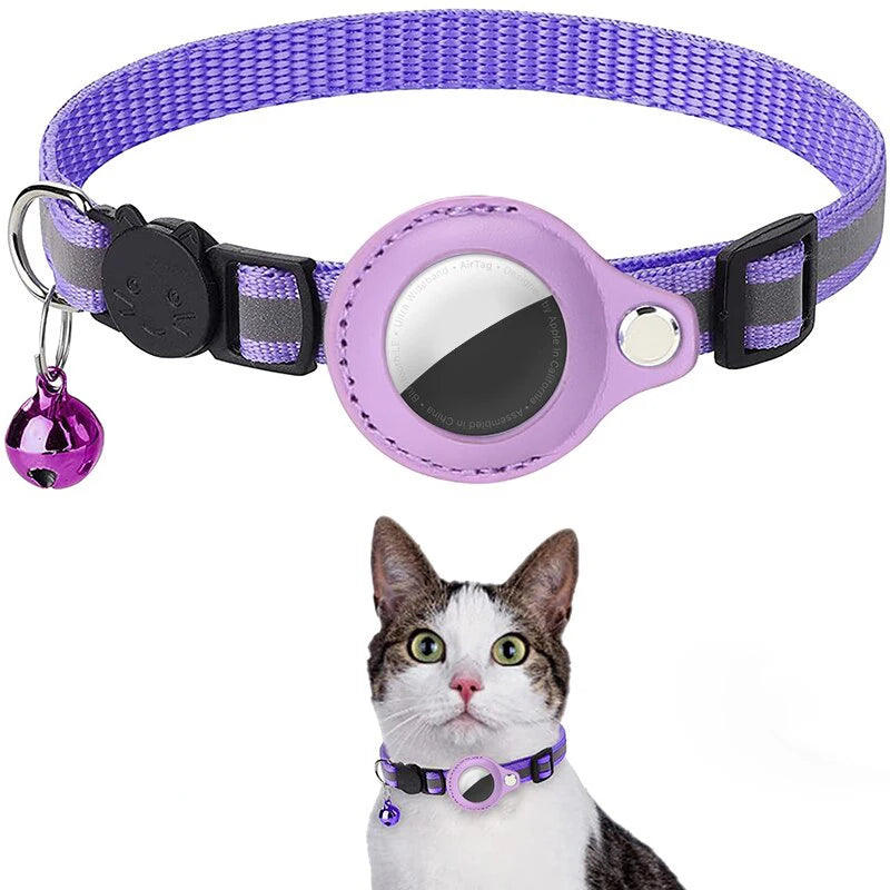 Anti-Lost Cat Collar – Airtag GPS Case with Bell & Reflective Design