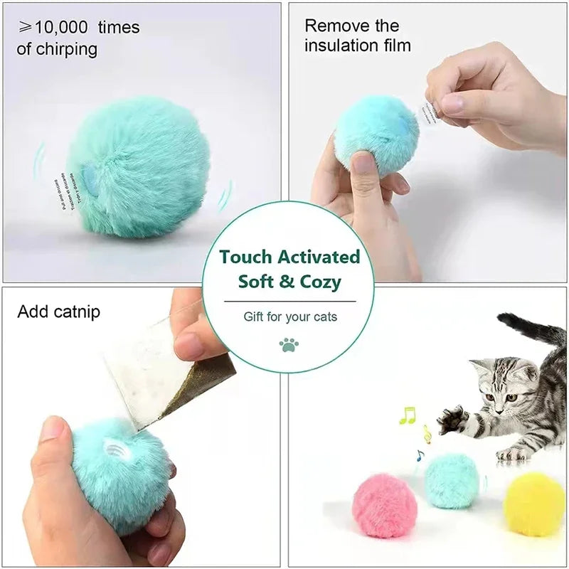 Smart Plush Cat Toy – Electric Catnip Squeak Ball