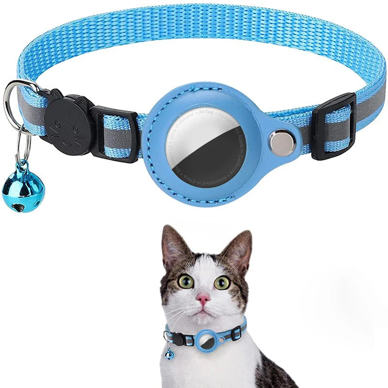 Anti-Lost Cat Collar – Airtag GPS Case with Bell & Reflective Design
