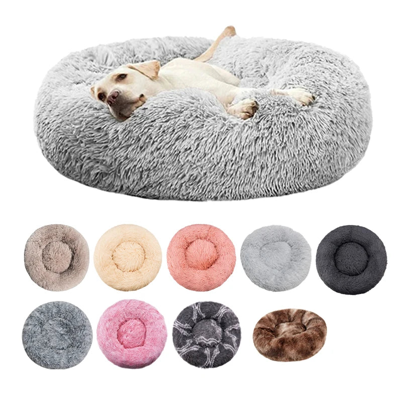 Round Plush Pet Bed – Winter Warm Dog & Cat Sofa